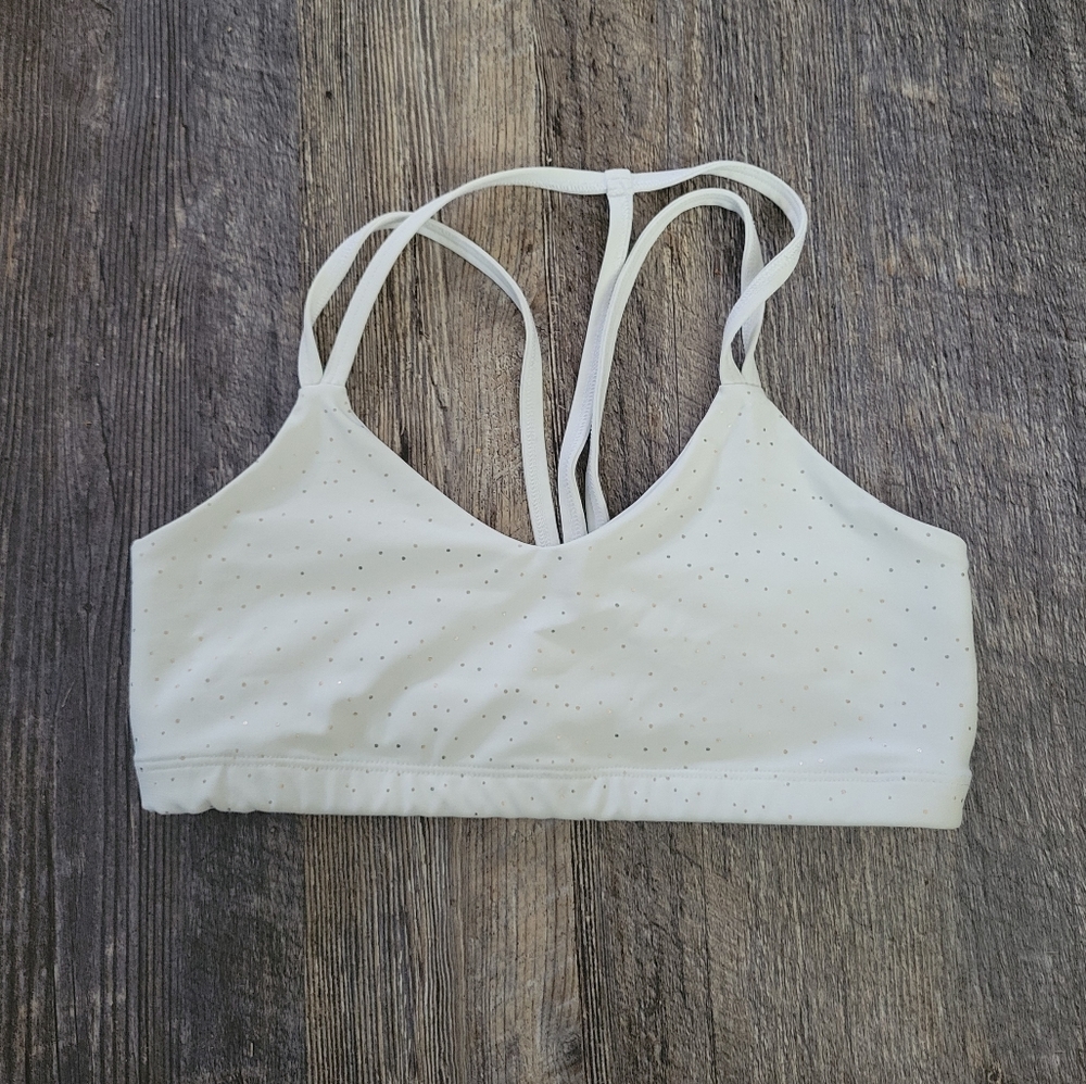 Beyond yoga white with gold specs bra